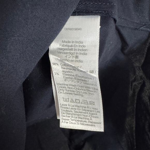 Madewell V-Neck Long-Sleeve Top SZ M Deep Indigo Pleated Sleeve Stretch Pullover - Picture 6 of 7